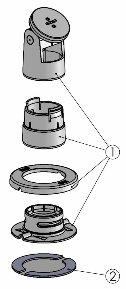 SpacePole Standrohr "Stack" 100 - 130mm mit Kippgelenk Einzelteile