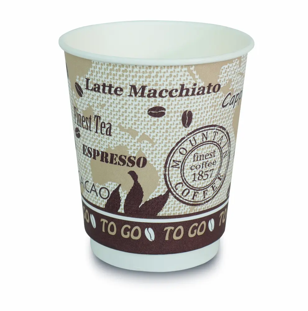 Doppelwandbecher für Heißgetränke, 200ml Füllvolumen mit Kaffeemotiv 2