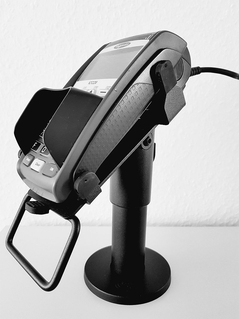 SpacePole EC Halterung für die Geräte "Ingenico iCT220", "Ingenico iCT250" und "Ingenico iWL250" - Mit EC-Gerät Seitlich