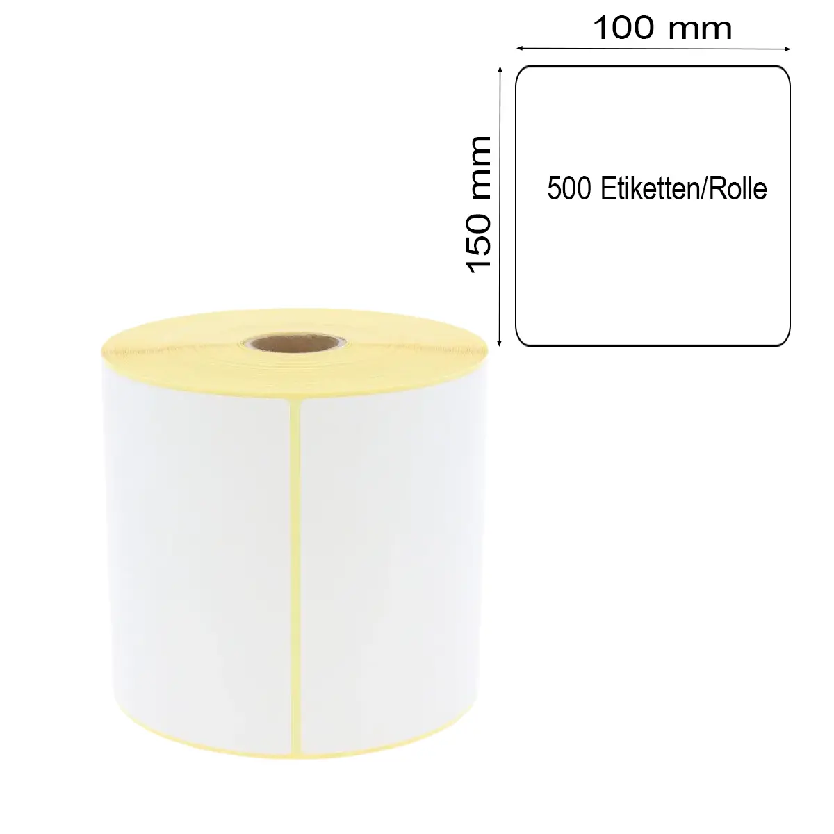 Versandlabel 150mm x 100mm mit 1 Zoll / 25,4mm Kern und 400 Etiketten/Rolle mit Maßlabel