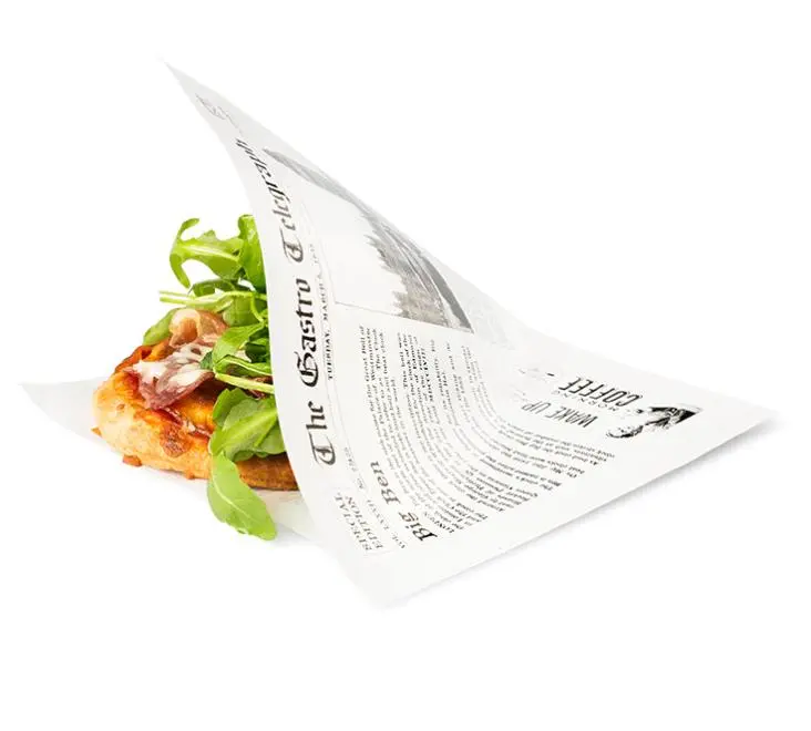 Fettdichte Papiertüte 170x170 mm im Zeitungsdesign mit 2 offenen Seiten
