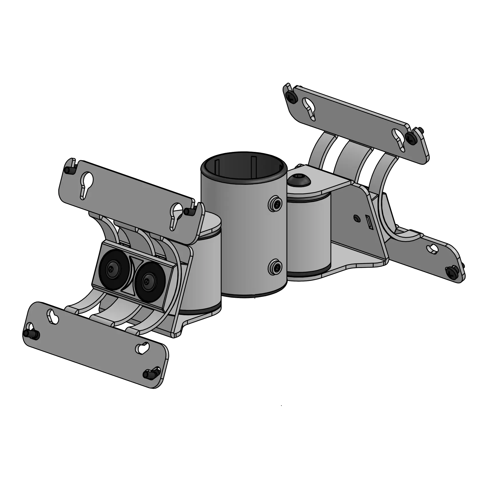 Beidseitiger SpacePole VESA ARC Pole-Aufsatz für VESA 75/100 in Schwarz