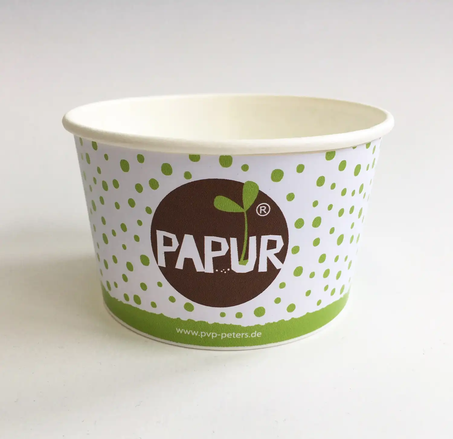 Eisbecher aus Pappe 340ml mit 101mm Durchmesser und 63mm Höhe mit PAPUR-Design und ohne Beschichtung 2