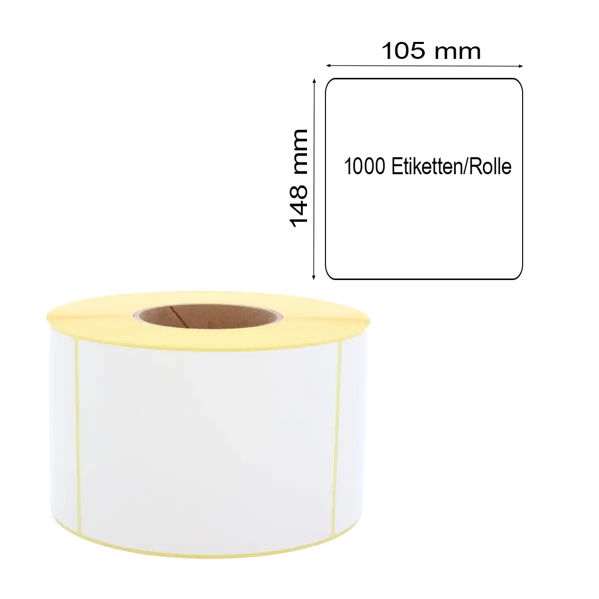 Thermotransfer Versandlabel 148mm x 105mm mit 3 Zoll/76,2 mm Kern und 1000 Etiketten/Rolle mit Maßlabel