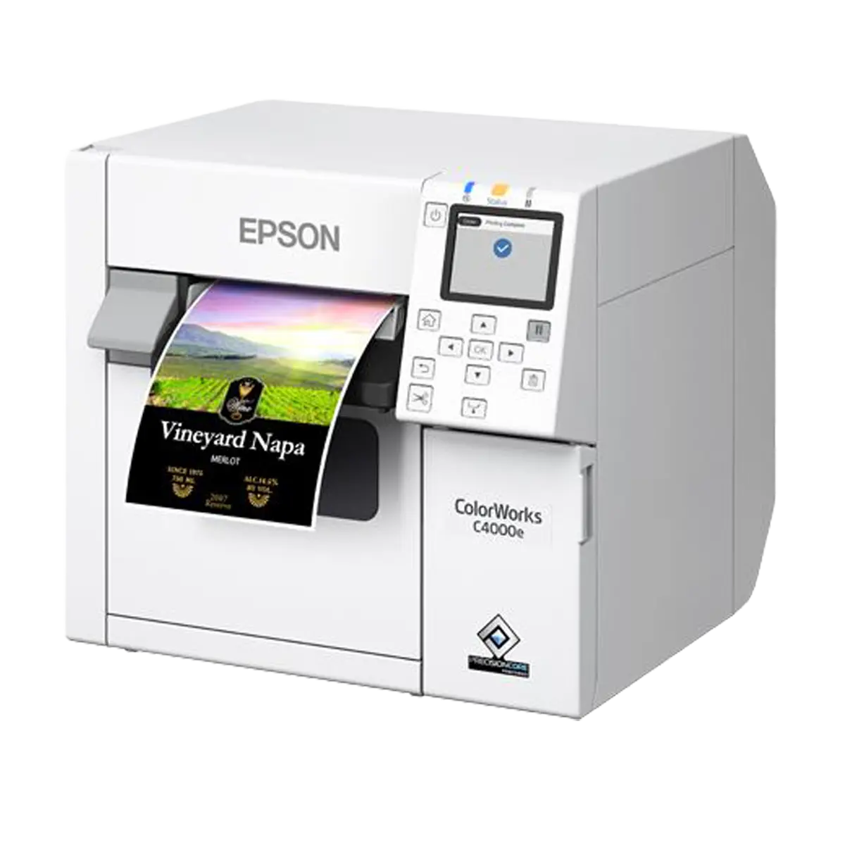 Epson ColorWorks C4000e bk mit Etiketten in weiß