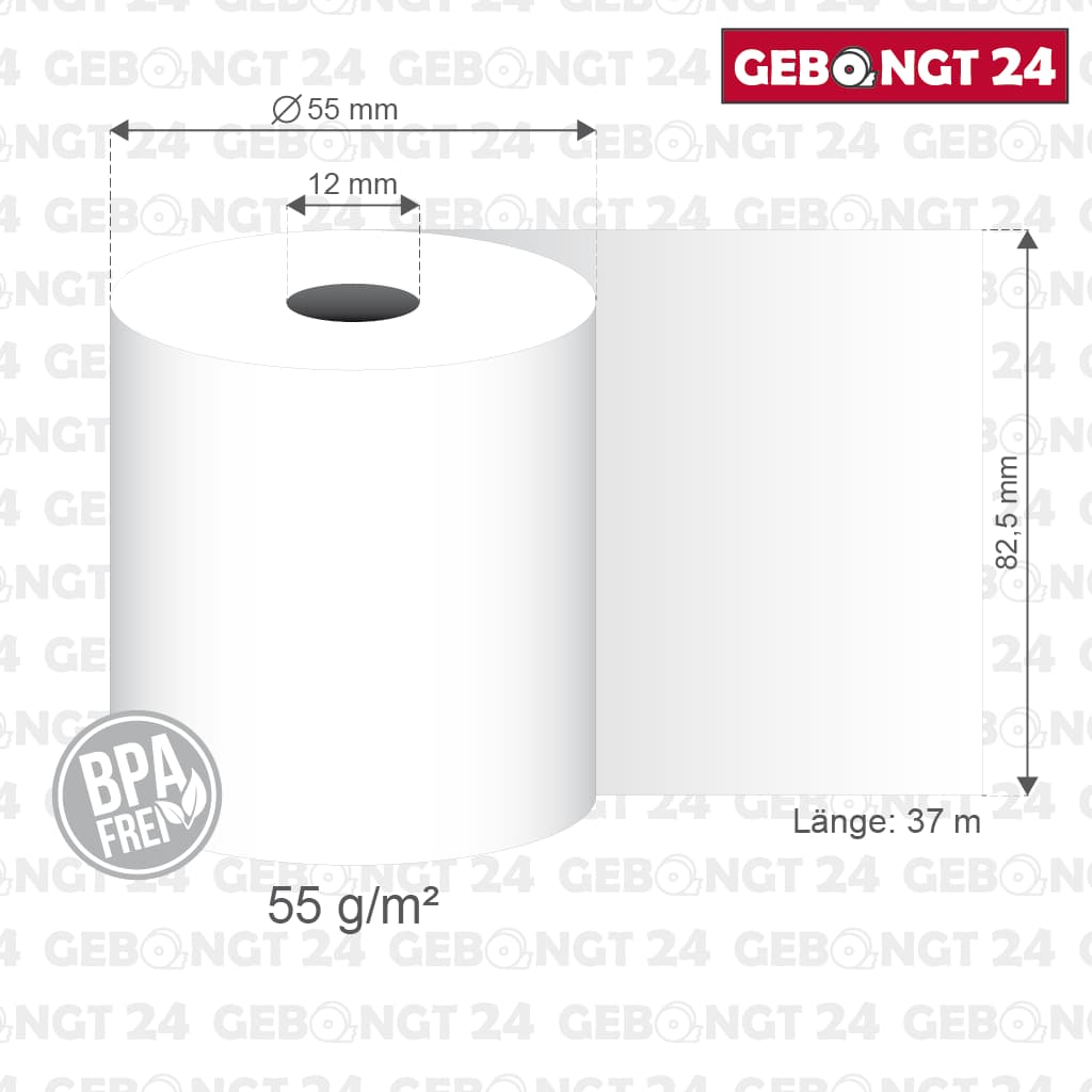 Thermorolle 82,5mm x 37m x 12mm - Innenbeschichtung - BPA frei
