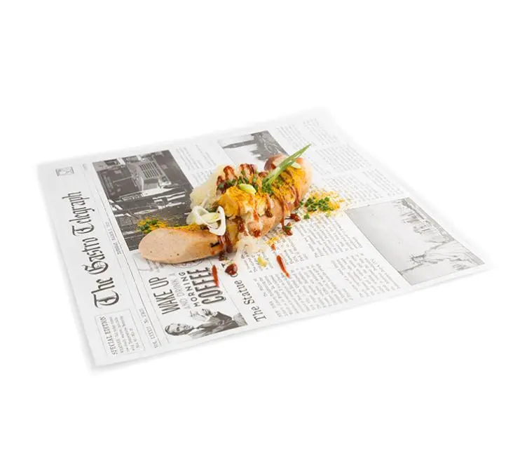 Fettdichtes Papier 300x300 mm im Zeitungsdesign