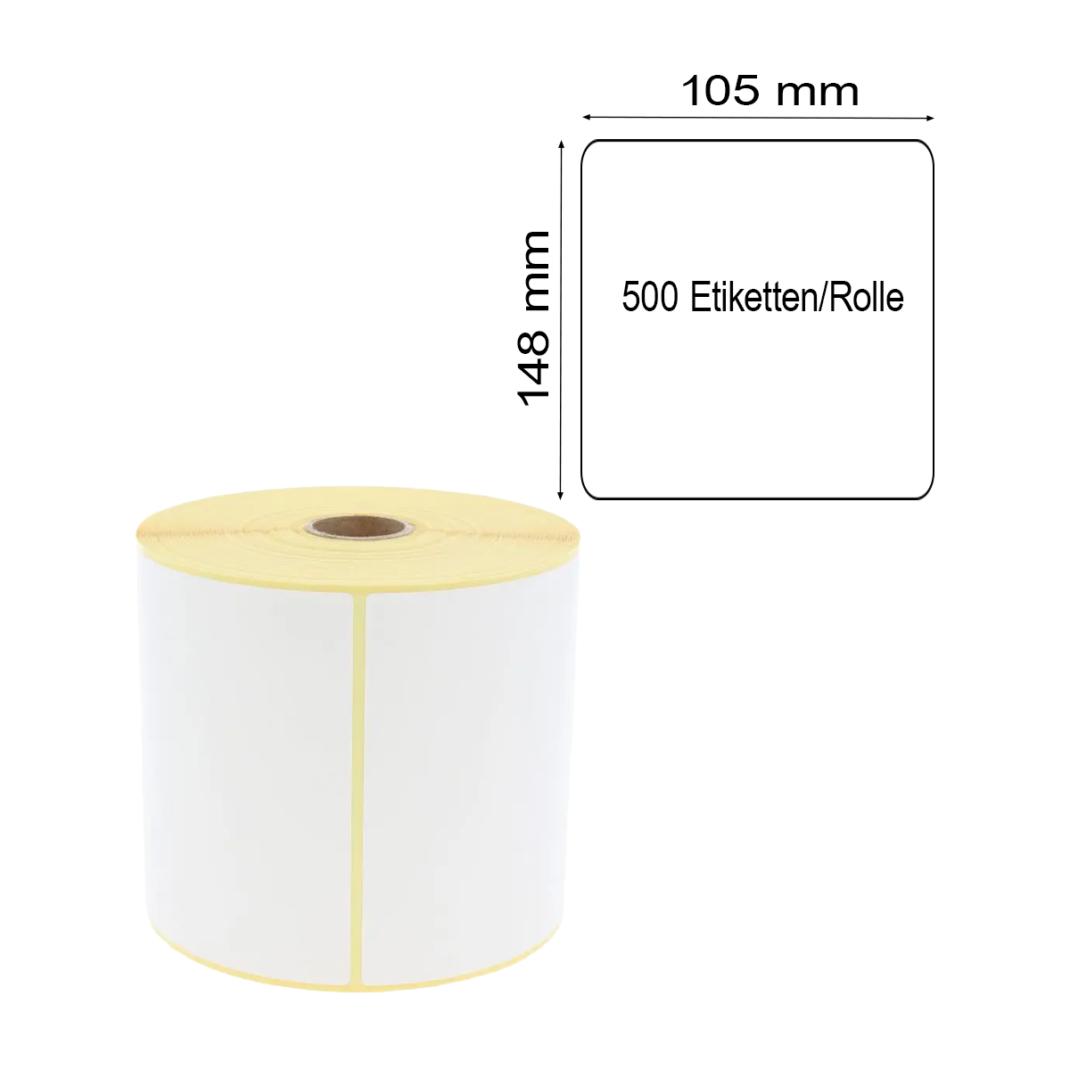 Versandlabel 148mm x 105mm mit 1 Zoll / 25,4mm Kern und 500 Etiketten/Rolle mit Maßlabel