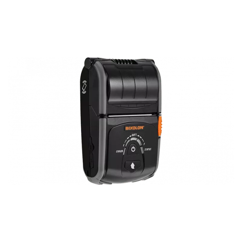 Mobiler Bixolon Bondrucker SPP-R200III mit WLAN & USB Anschluss, stehend von oben links in schwarz