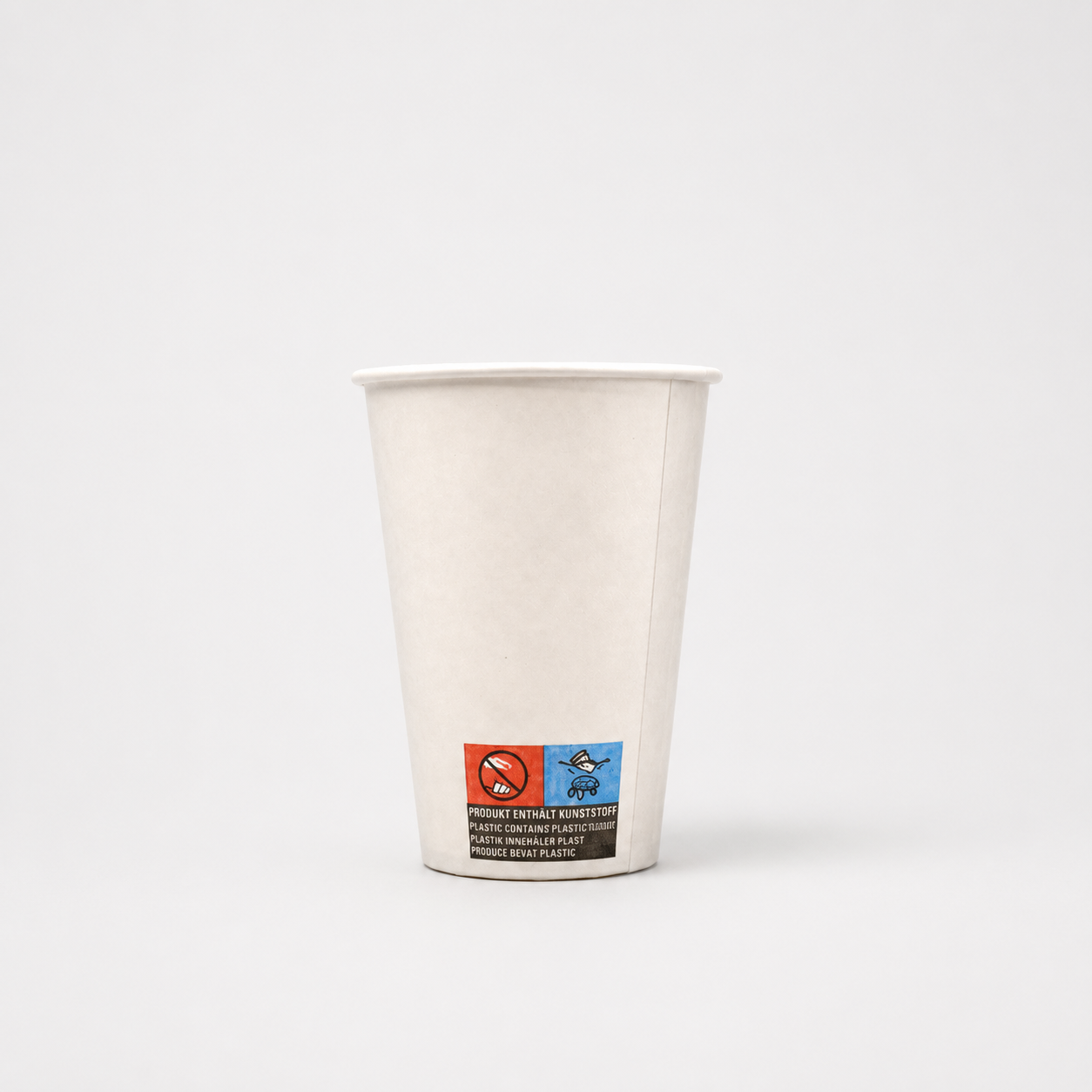 Kaffeebecher mit 200ml Füllvolumen in weißem Design Entsorgungshinweis