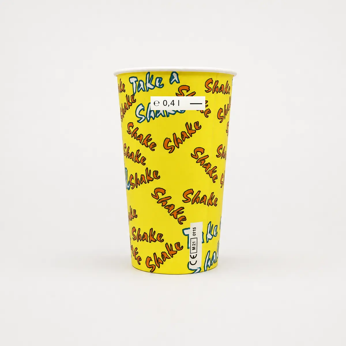 PE-Kaltgetränkebecher 400ml im Shake Design mit Eichstrich