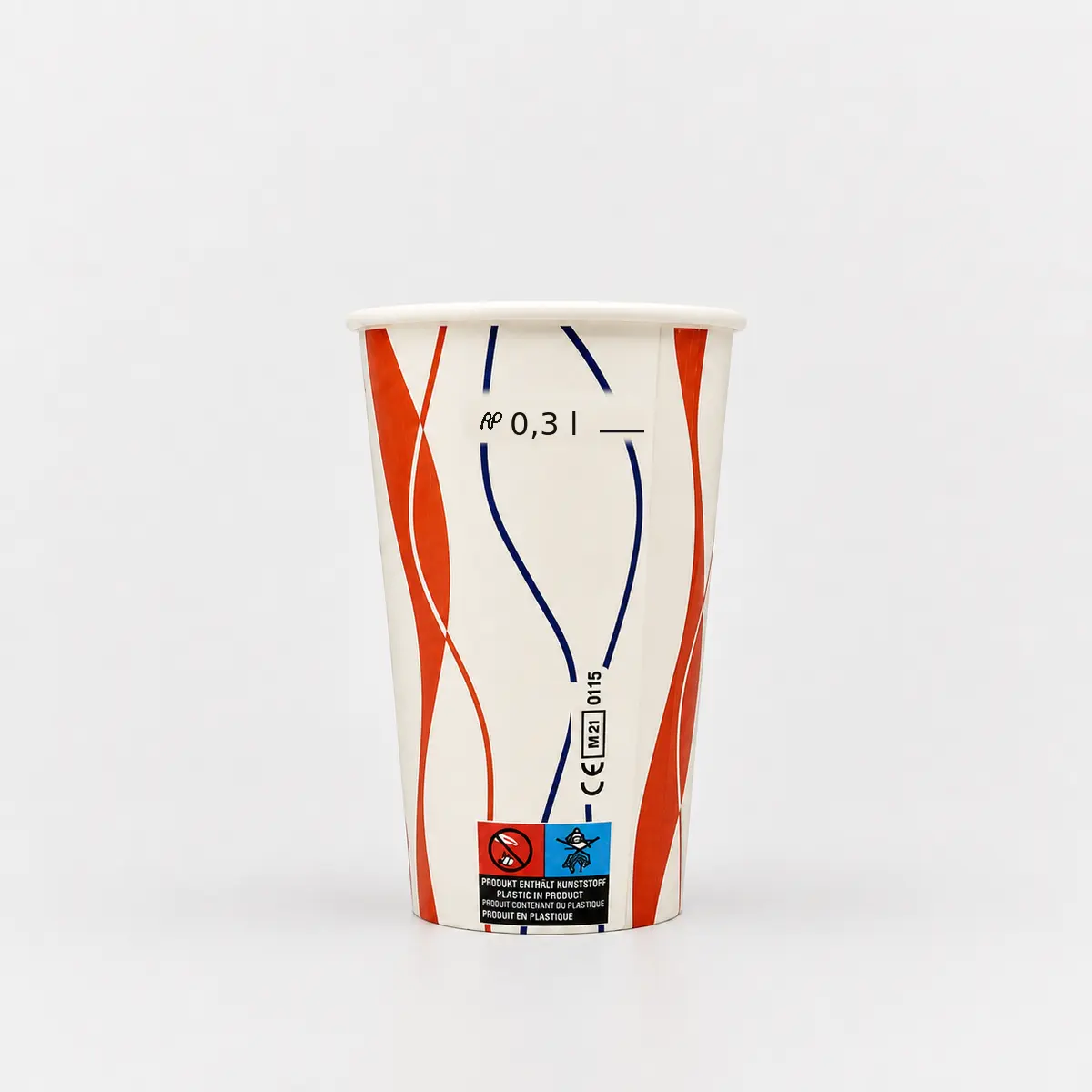 PE-Kaltgetränkebecher 300ml im Spiral Design mit Eichstrich