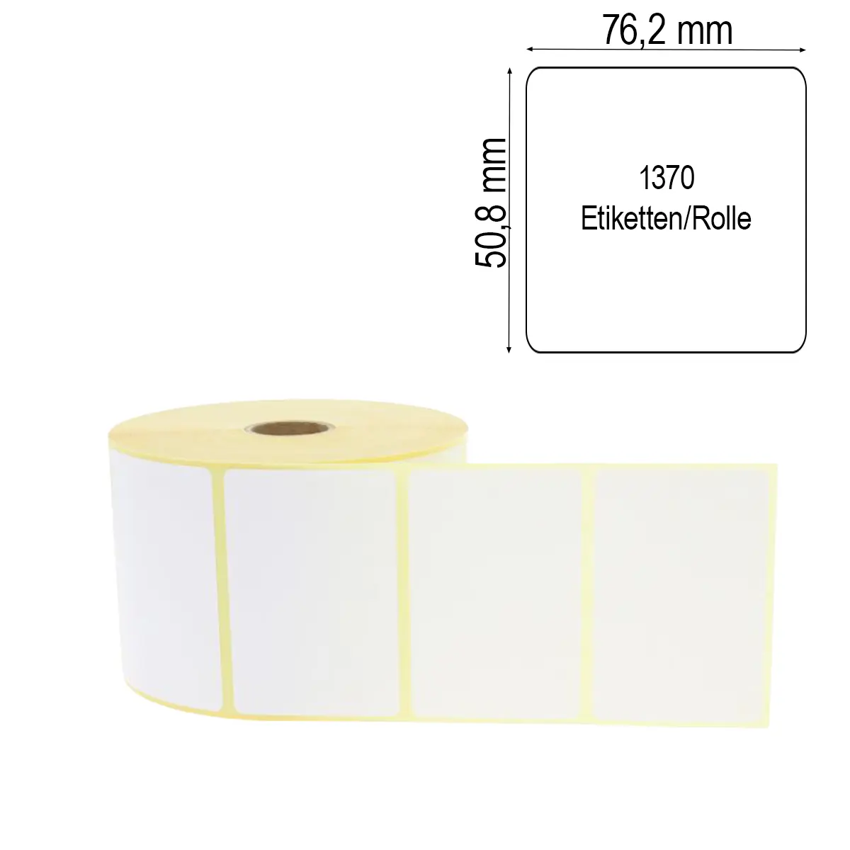 Zebra Z-Perform 1000D Thermo-Eco-Etikett 76,2 x 50,8 mm mit 1 Zoll Kern & 1370 Etiketten/Rolle