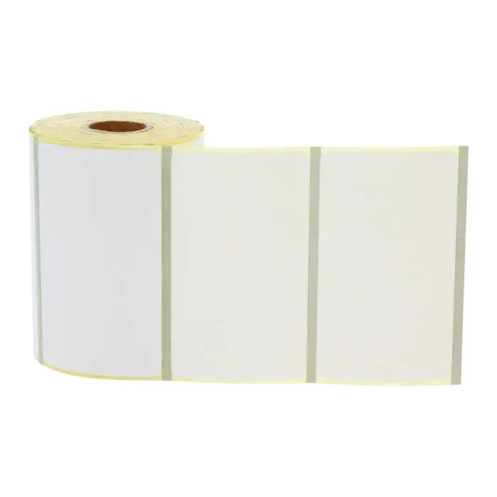 Perforiertes Etikett 76,2 x 44,45 mm auf gelbem Trägerpapier mit Seitenansicht und Blackmark