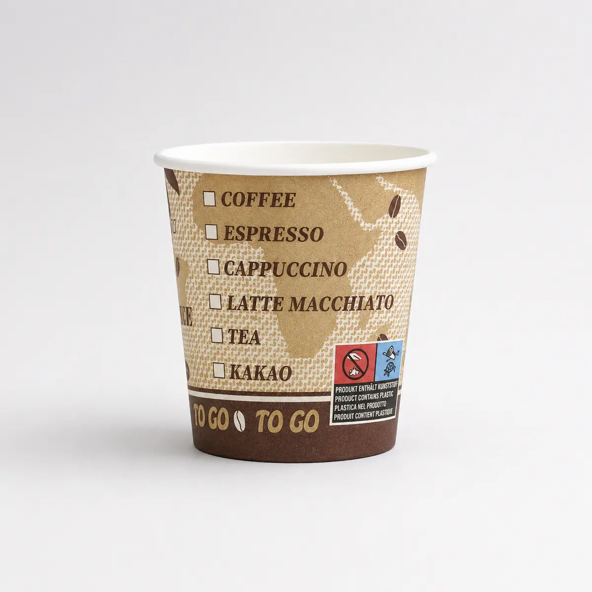 Kaffeebecher mit 300ml Füllvolumen in Kaffee-Design