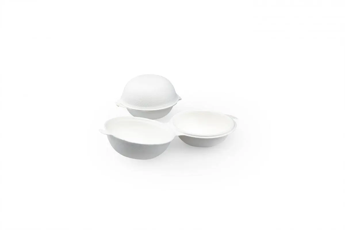 Burgerbox 90 mm Durchmesser und 60 mm Höhe aus der Bagastro-Reihe aus Zuckerrohr