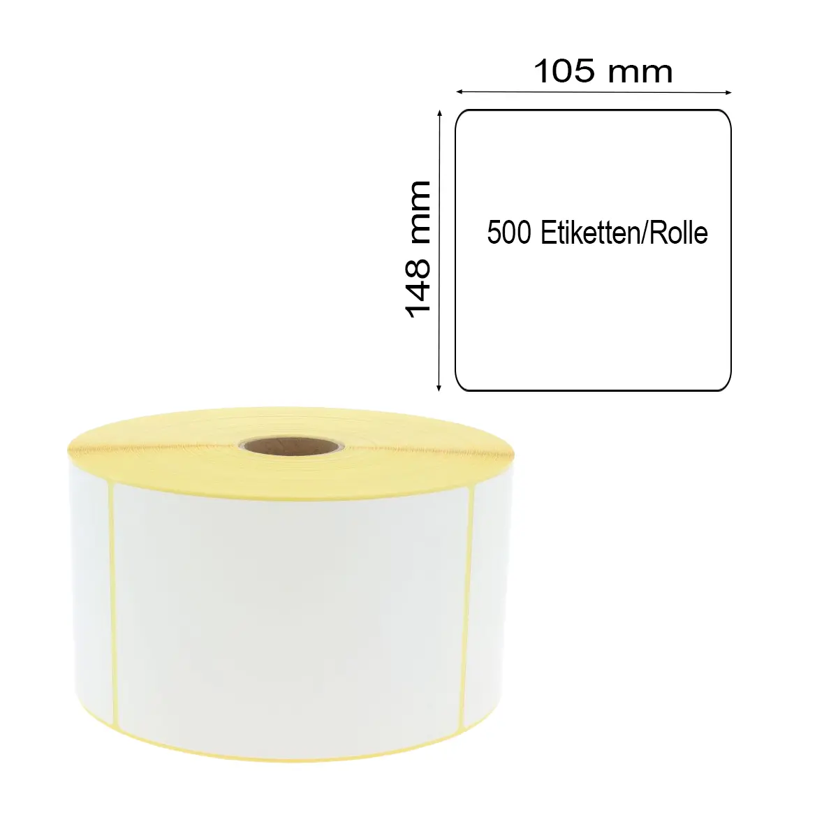 Thermotransfer Versandlabel 148mm x 105mm mit 1,57 Zoll / 40mm Kern und 500 Etiketten/Rolle mit Maßlabel
