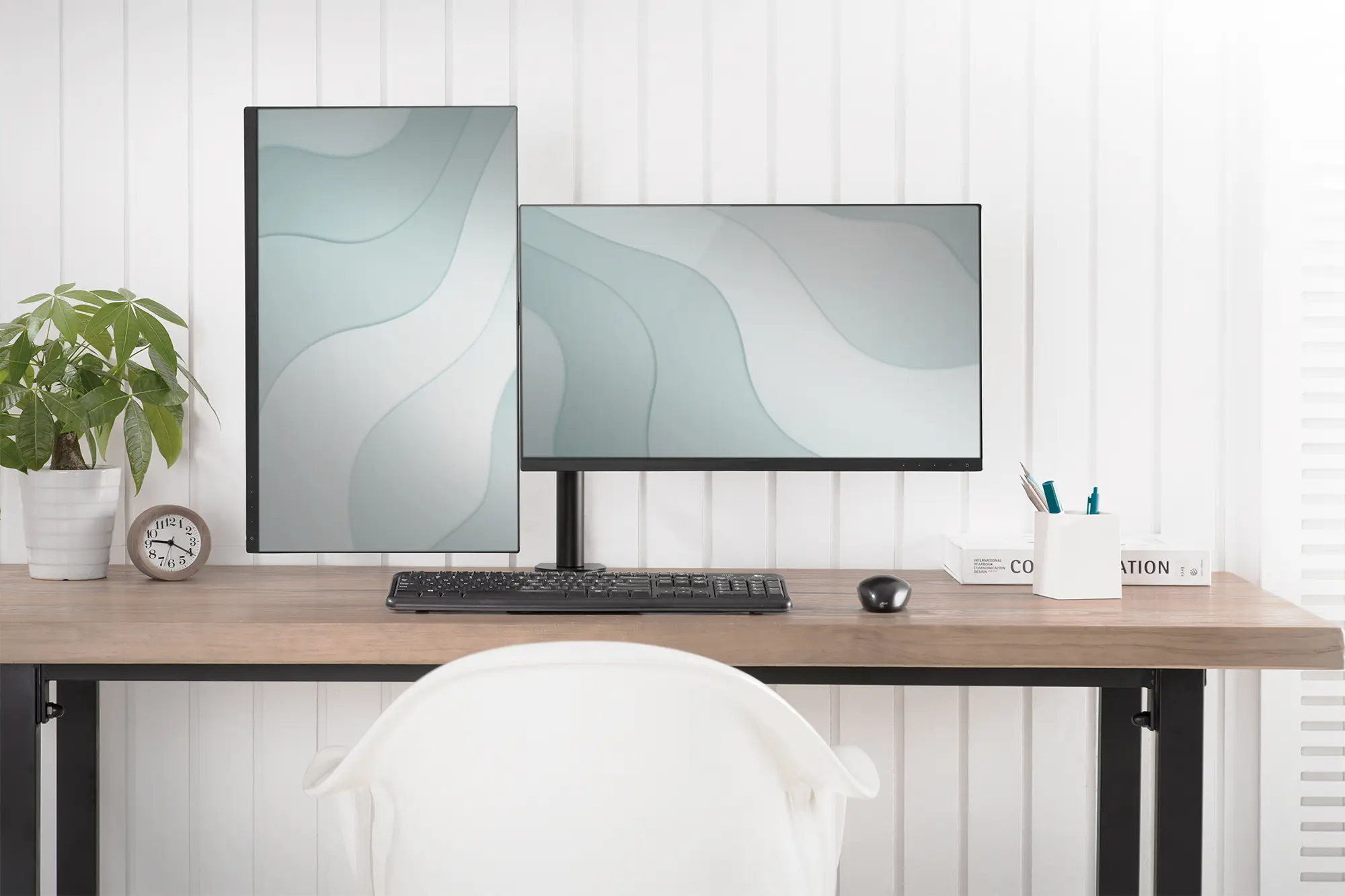 Monitorhalterung für 2 Monitore mit VESA 75/100, 400mm hoch inkl. Klemmhalterung-live 2