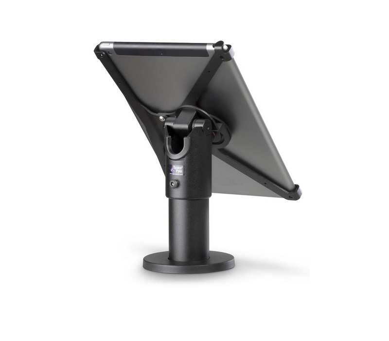 SpacePole® Tablet-Halterung Apple iPad Air + Air 2 + iPad (X-Frame) - Beispiel mit Standrohr und Hochformat