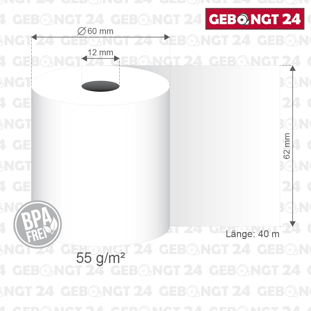 Thermorolle 62mm x 40m x 12mm I BPA frei