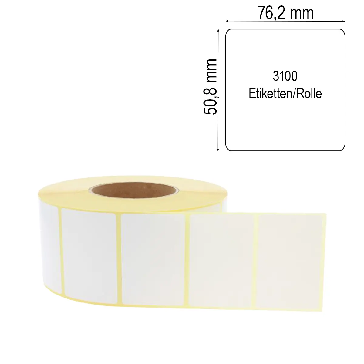Zebra Z-Perform 1000D Thermo-Eco-Etikett 76,2 x 50,8 mm mit 3 Zoll Kern & 3100 Etiketten/Rolle