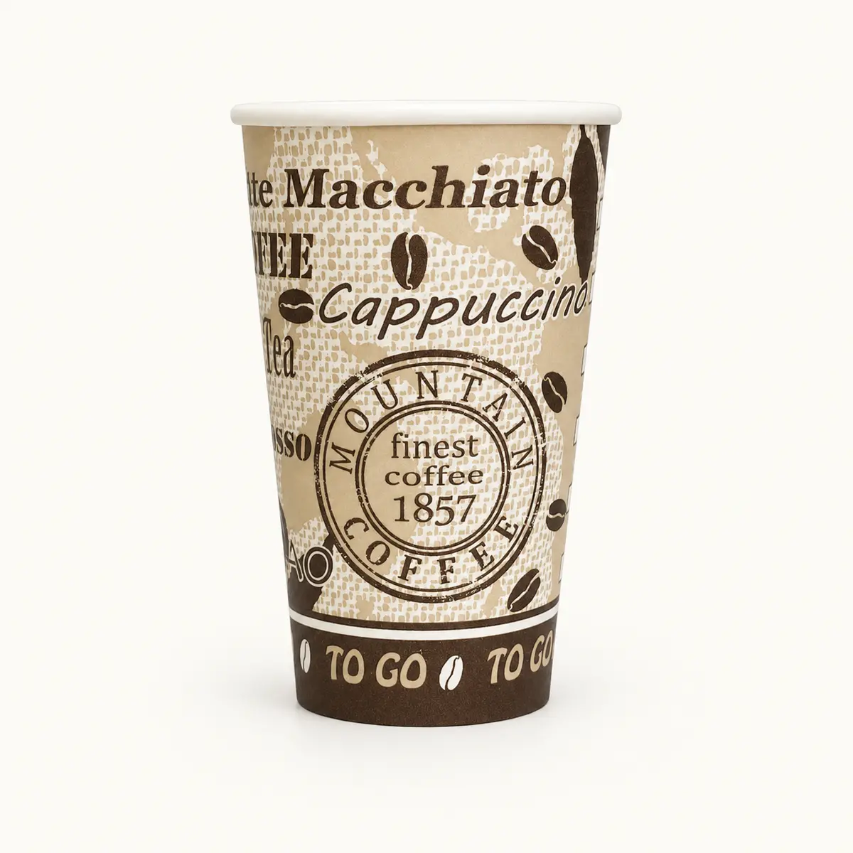 Kaffeebecher mit 400ml Füllvolumen in Kaffee-Design