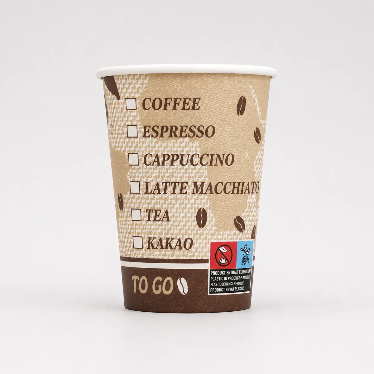 Kaffeebecher mit 400ml Füllvolumen in Kaffee-Design