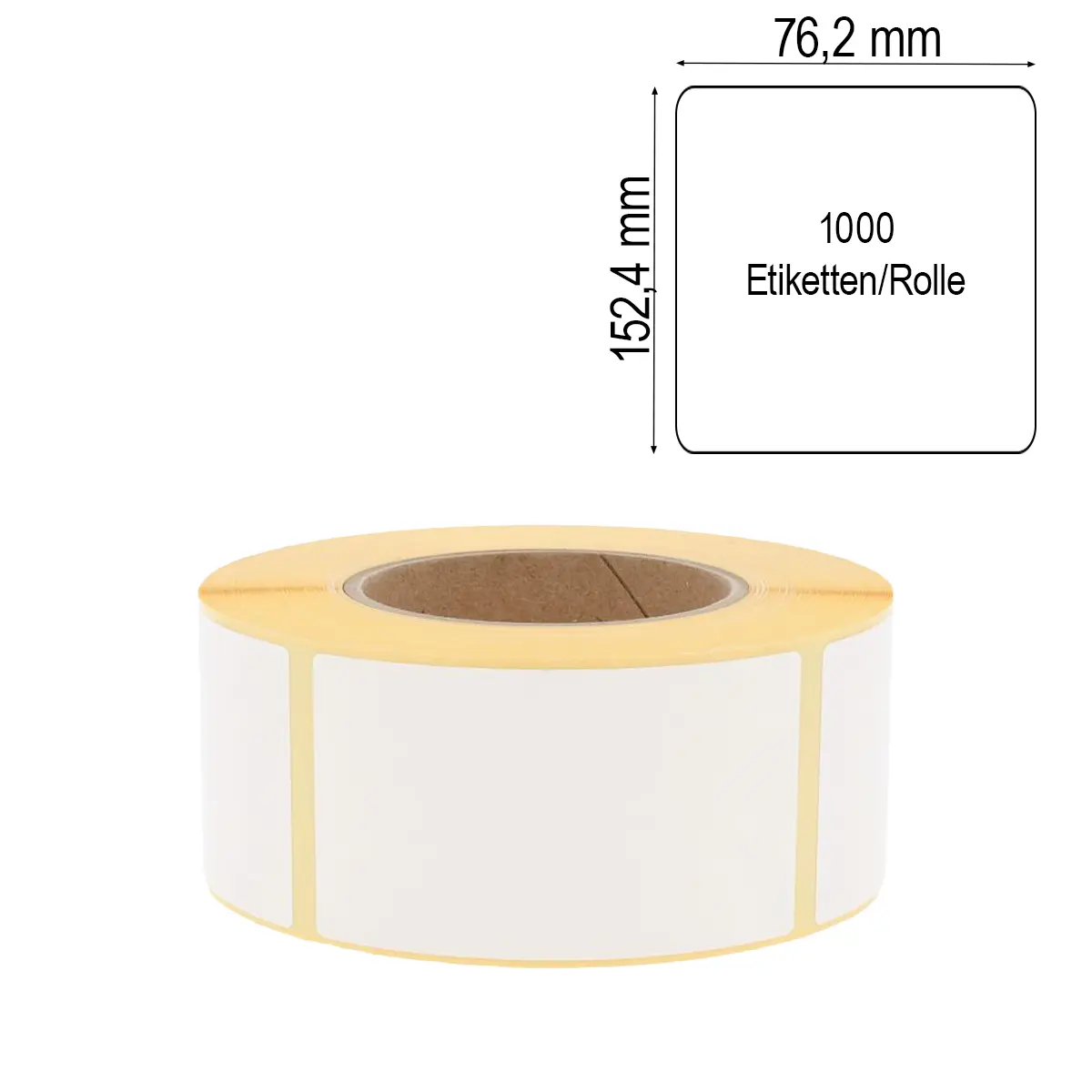 Zebra Z-Perform 1000D Thermo-Eco-Etikett 76,2 x 152,4 mm mit 3 Zoll Kern & 1000 Etiketten/Rolle