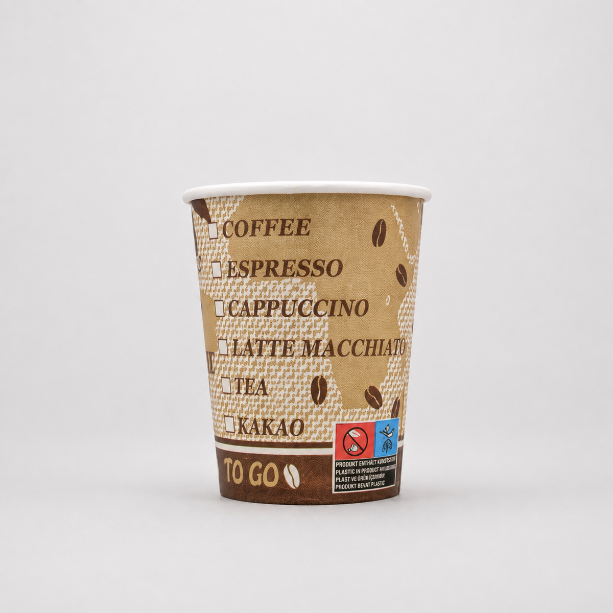 Kaffeebecher mit 175ml Füllvolumen in Kaffee-Design