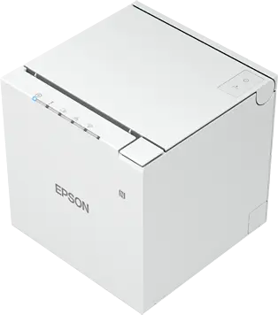 Epson TM-m30III in weiß mit WLAN, Ethernet & Bluetooth von oben rechts