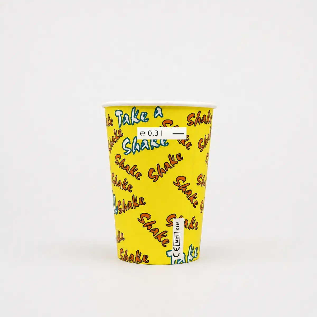 PE-Kaltgetränkebecher 300ml im Shake Design mit Eichstrich