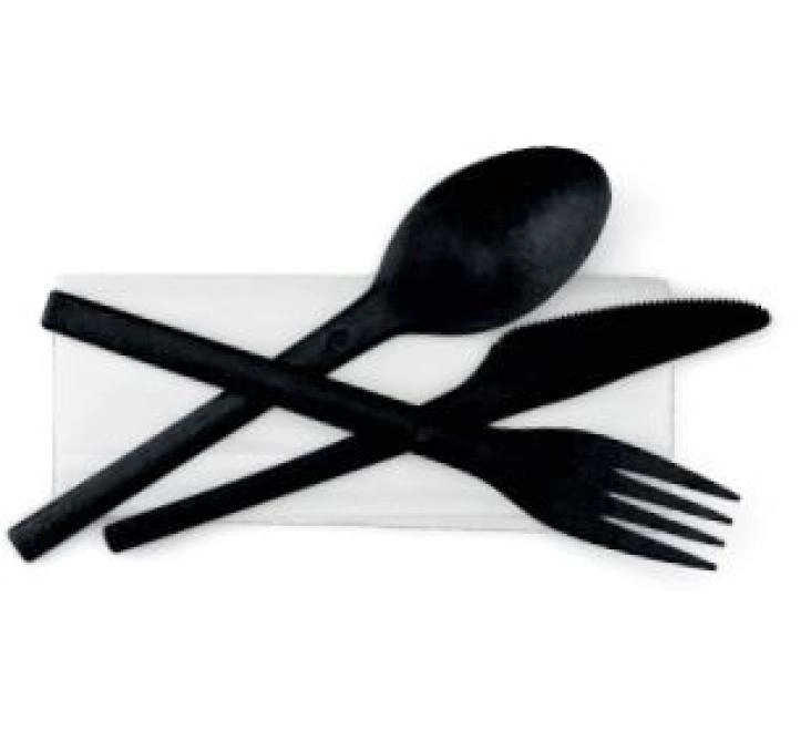 REFORK Besteckset mit Messer, Gabel  & Löffel in Schwarz 170mm groß