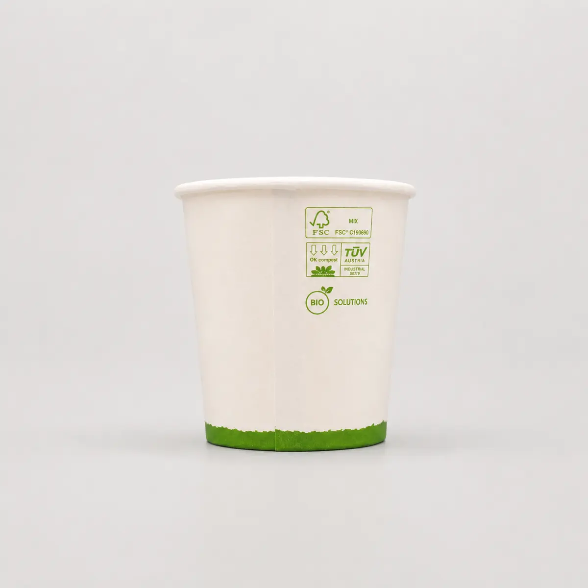 Kaffeebecher mit 100ml Füllvolumen ohne PE-Beschichtung aus Papur-Pappe, hinten