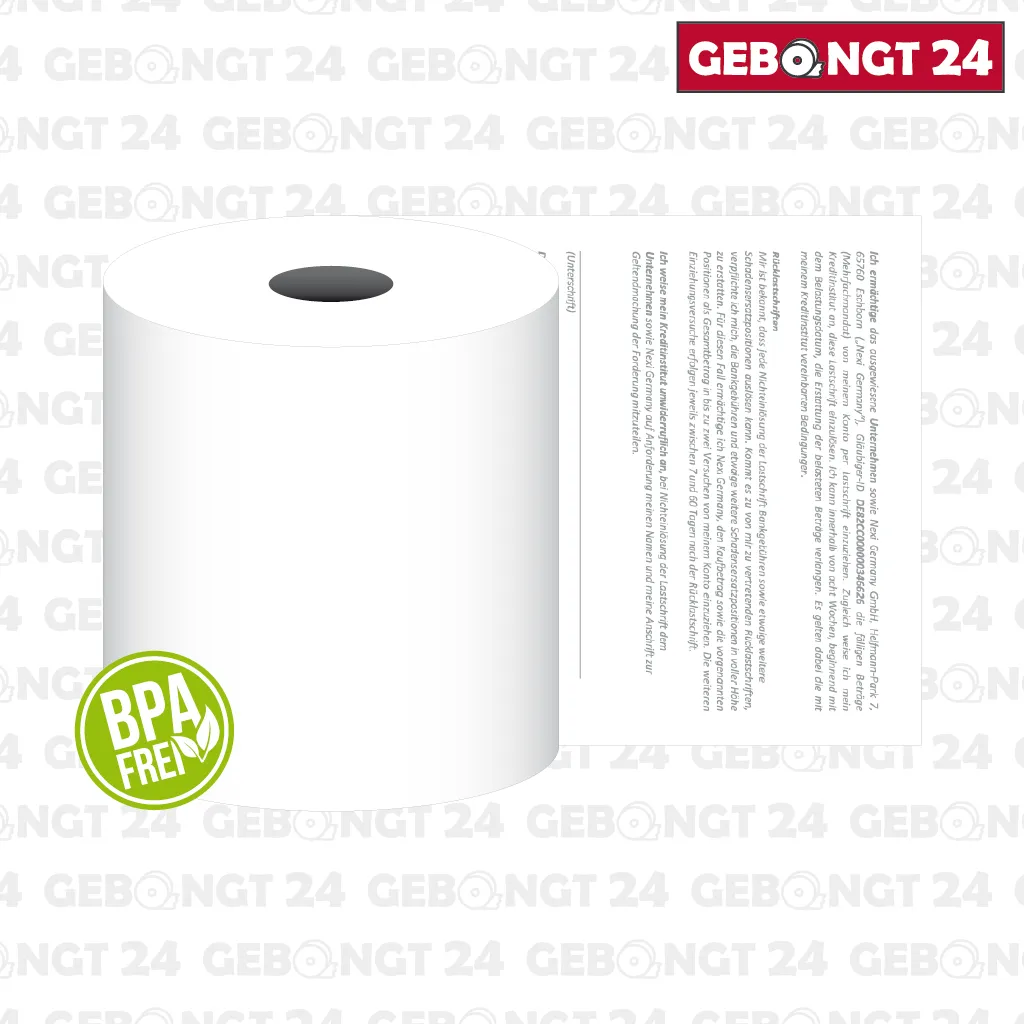 Thermorollen 57 x 18m x 12 mit NEXI Lastschrifttext