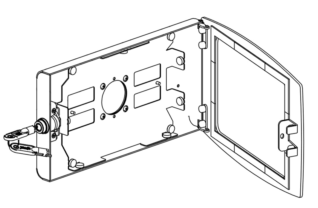 SpacePole® Tablet-Halterung für Apple iPad Pro 12,9 (A-Frame) - Zeichnung mit Schloss