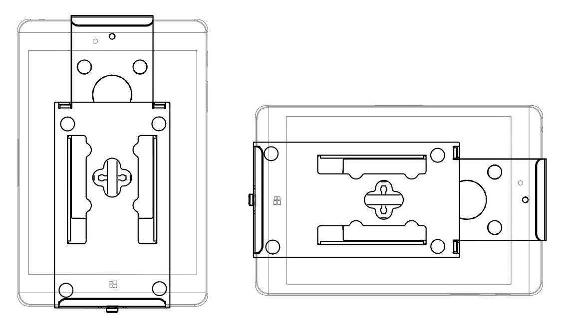 SpacePole® Tablet-Halterung Univeral (U-Frame) - Zeichung für kleine Tablets