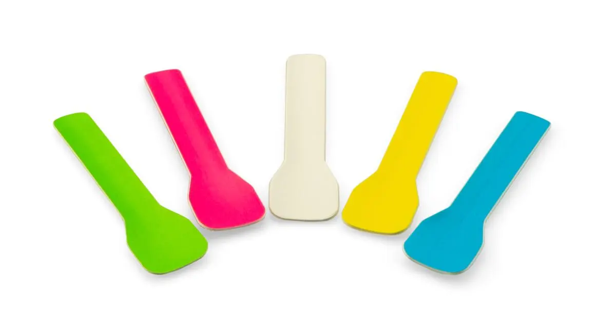 95mm große bunte Eislöffel aus FSC-zertifiziertem Papier