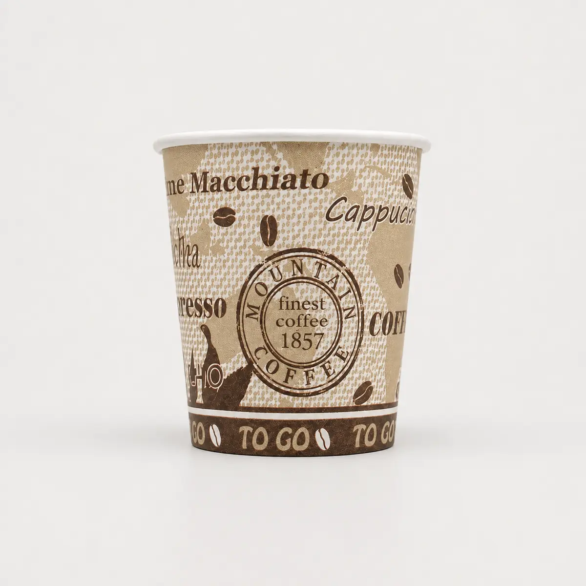 Kaffeebecher mit 250ml Füllvolumen in Kaffee-Design