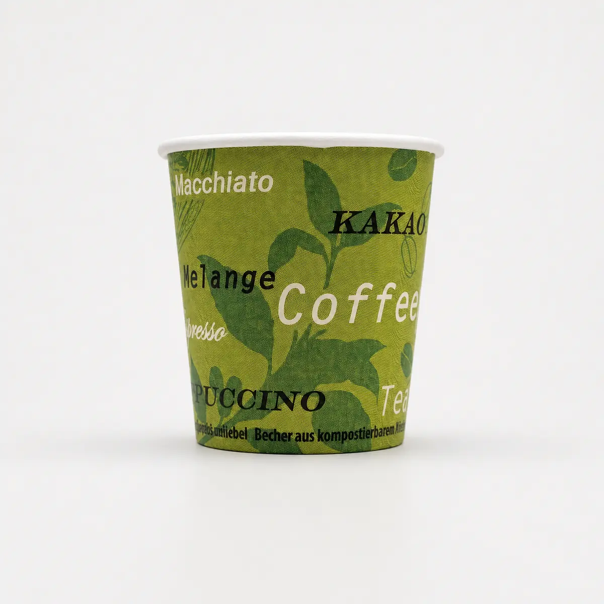 PLA-Automatenbecher mit 250ml Füllvolumen im grünen Bio-Design