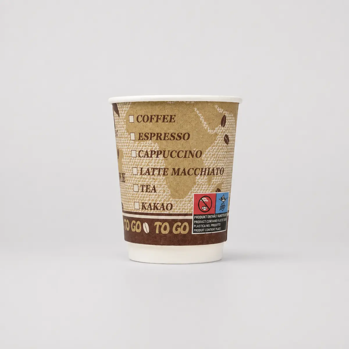 Doppelwandbecher für Heißgetränke, 300ml Füllvolumen mit Kaffeemotiv