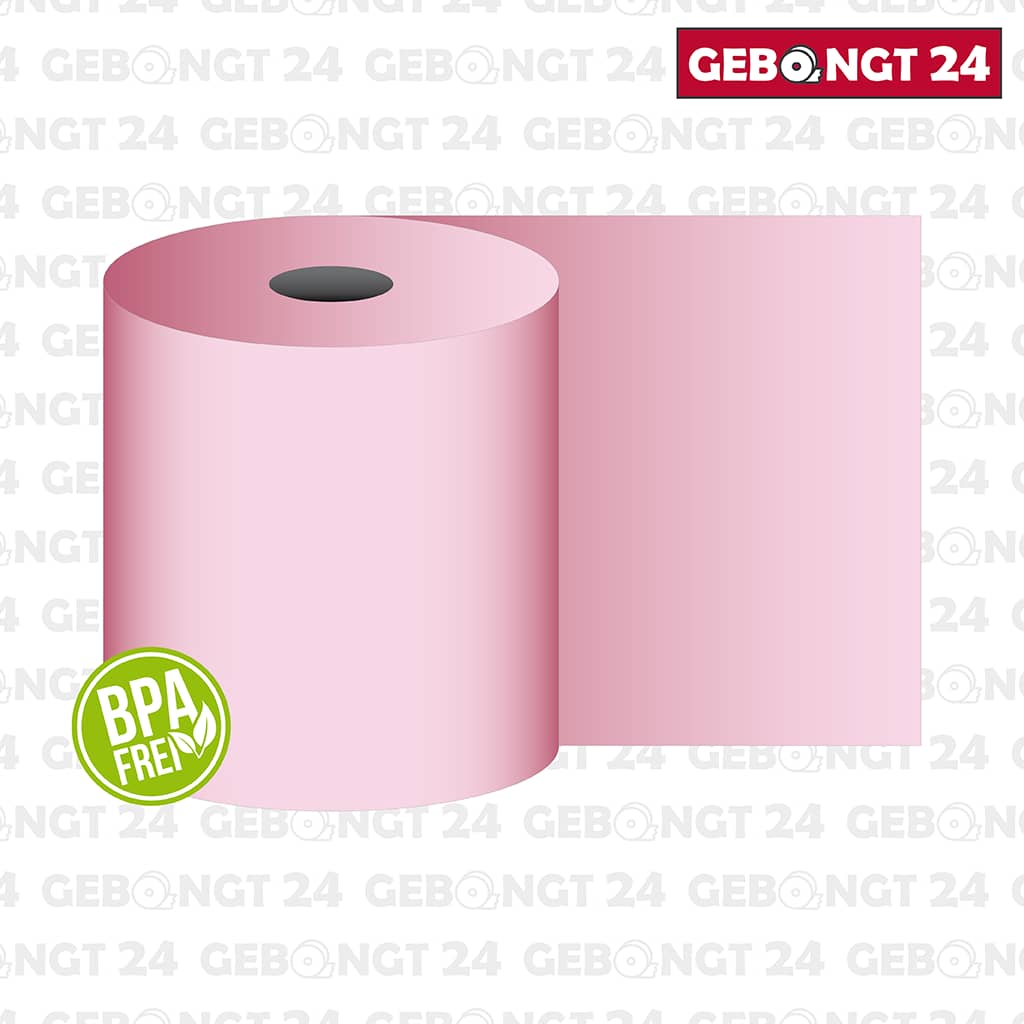 Thermorolle 80 mm x 50 m x 12 mm, rosa, BPA frei