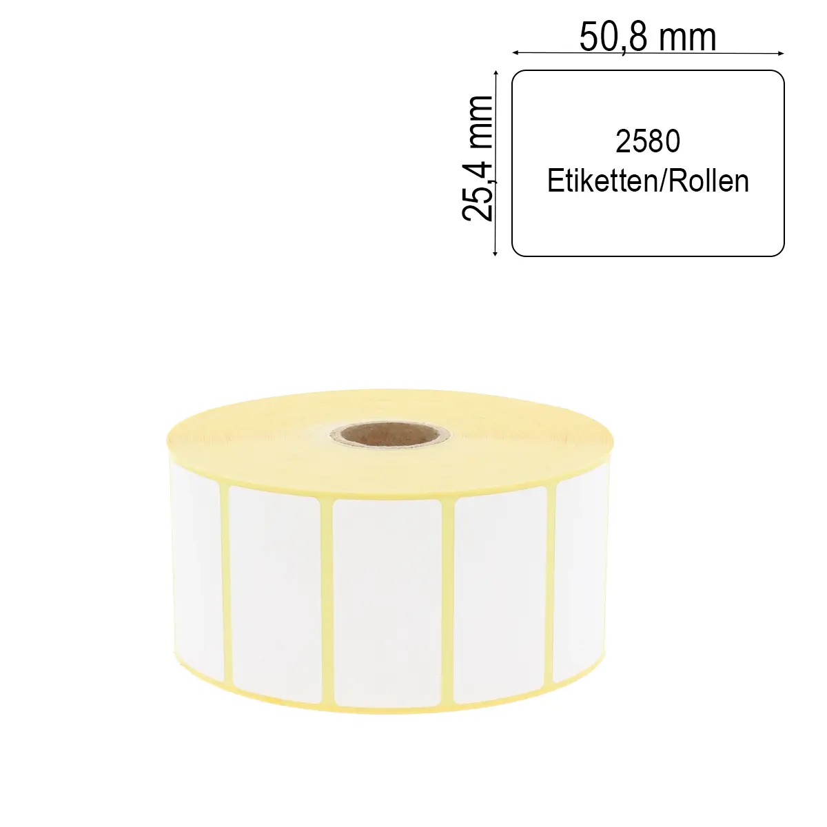 Zebra Z-Perform 1000D Thermo-Eco-Etikett 50,8 x 25,4 mm mit 1 Zoll Kern & 2580 Etiketten/Rolle