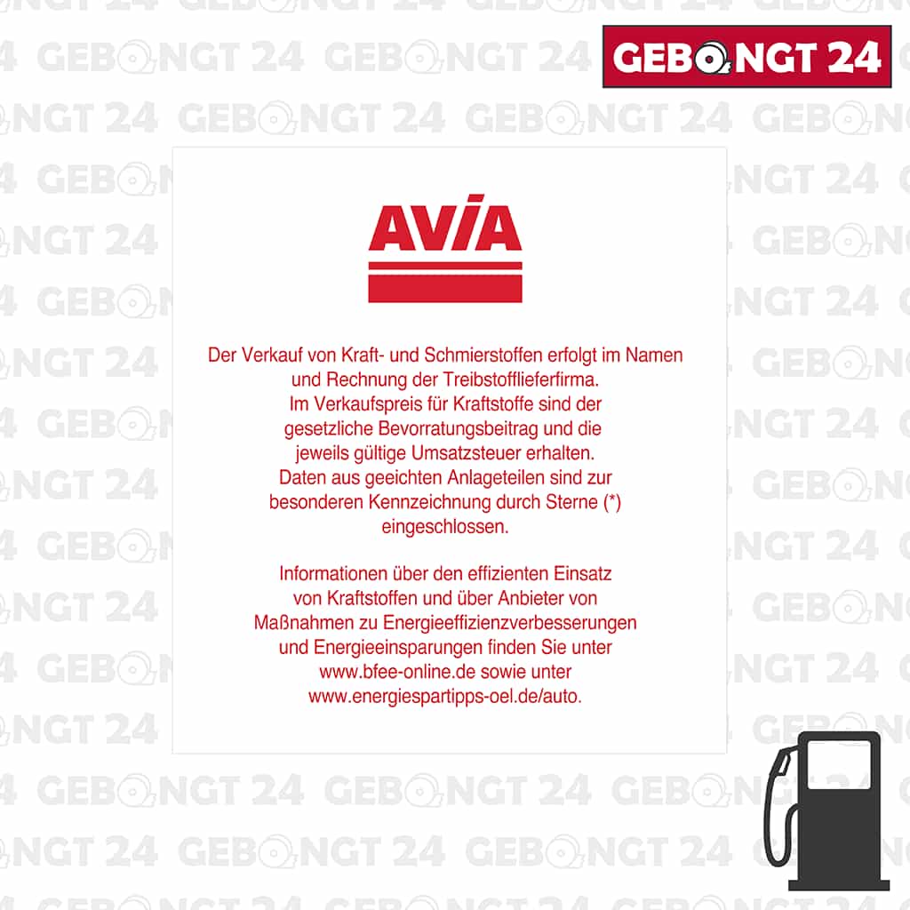 AVIA Text auf der Rückseite der Thermorollen