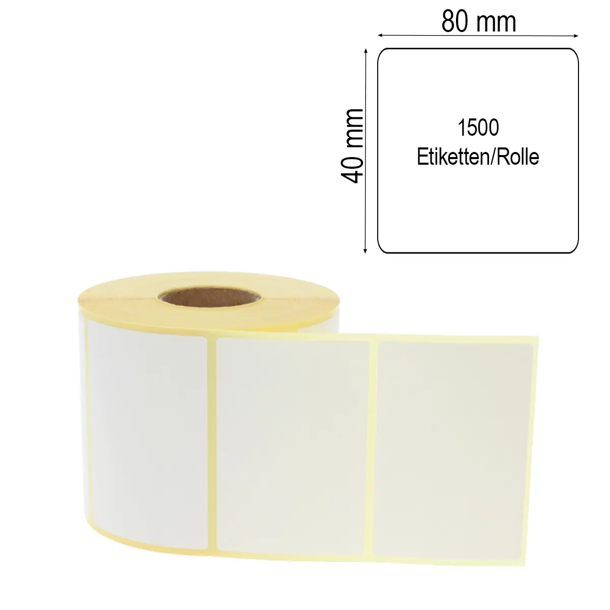 Thermo-Eco-Etikett 80mm x 40mm mit 1500 Etiketten/Rolle