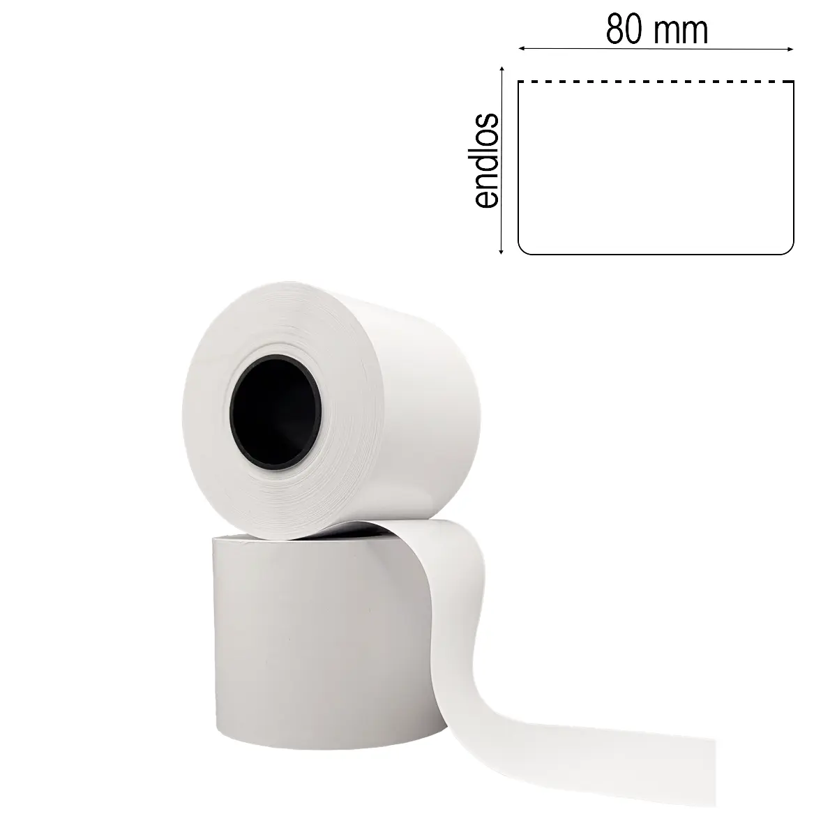 Linerless-Endlos-Etikett 80mm x 80m Maßlabel