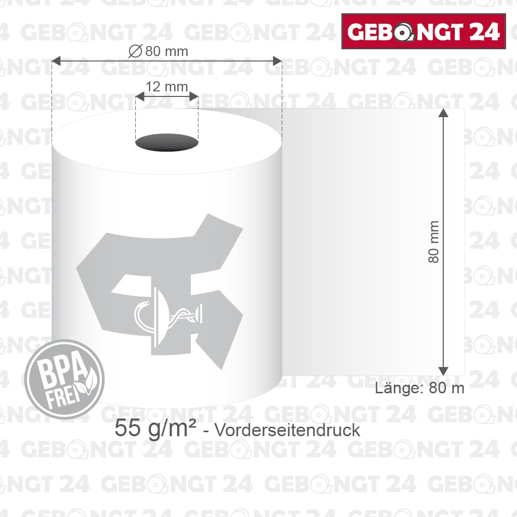 Thermorolle 80 x 80m x 12 für Apotheken - BPA frei