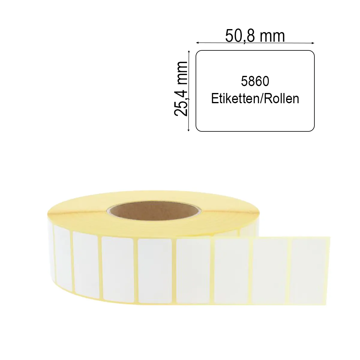 Zebra Z-Perform 1000D Thermo-Eco-Etikett 50,8 x 25,4 mm mit 3 Zoll Kern & 5860 Etiketten/Rolle