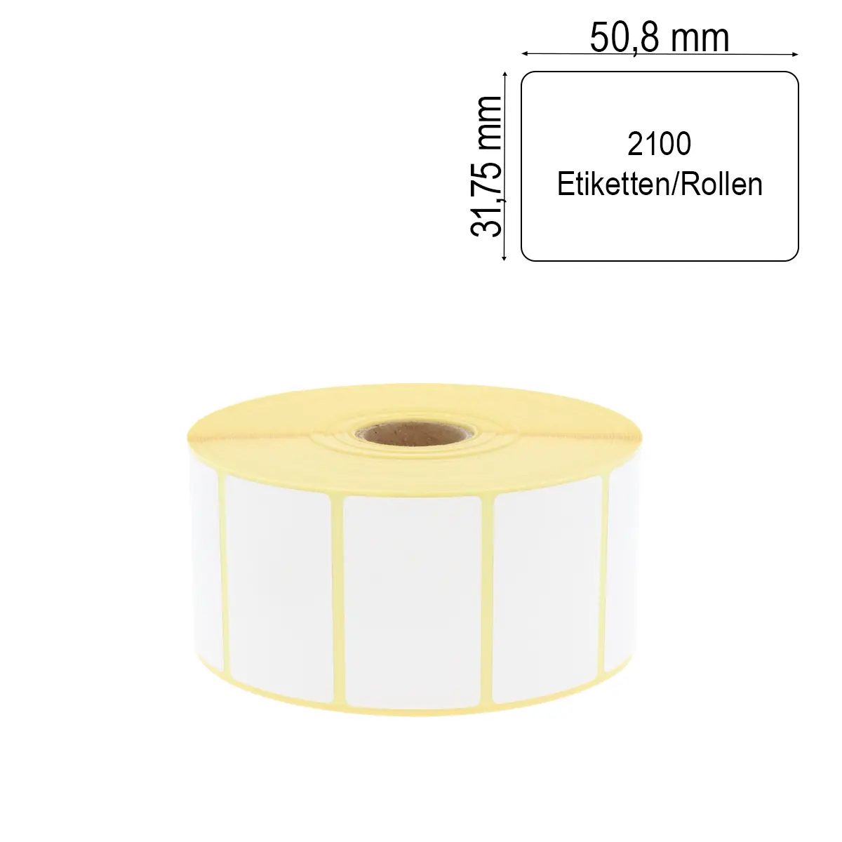 Zebra Z-Perform 1000D Thermo-Eco-Etikett 50,8 x 31,75 mm mit 1 Zoll Kern & 2100 Etiketten/Rolle