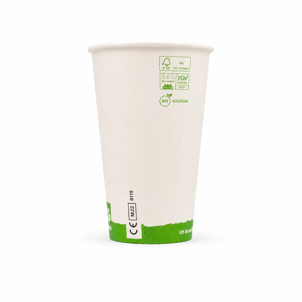 Automatenbecher mit 300ml Füllvolumen in Papur-Design, hinten
