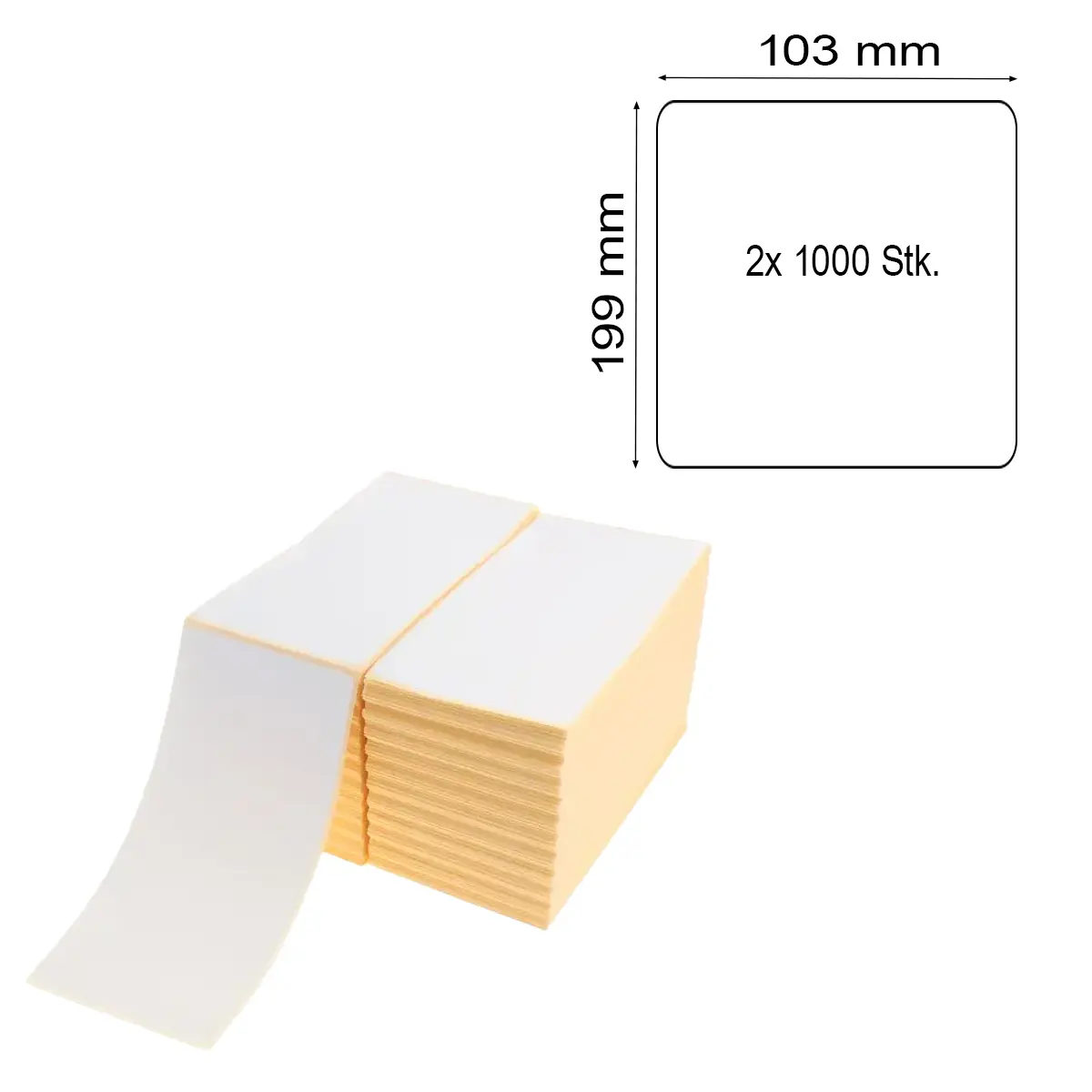 Leporello-Versandetiketten 103mm x 199mm á 2000 Stk. mit Maßlabel Leporello-Versandetiketten 103mm x 199mm á 2000 Stk. mit Maßlabel